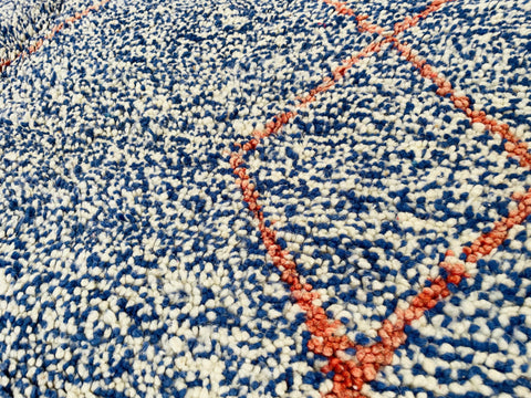 Moroccan Rug, Handmade beni Rug, Authentic Moroccan Rug, Abstract Berber Rug, bleu red Wool Rug, Sheep Wool Rug, Bohemian,Beni ourain  rug