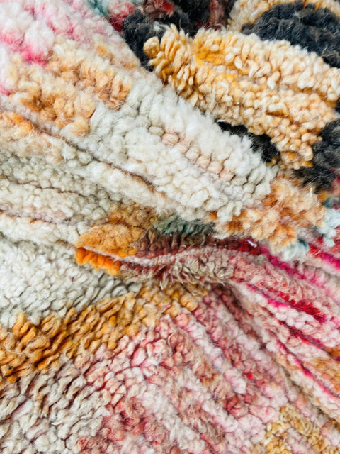 Boujad Moroccan Rug, Handmade Boujaad Rug, Authentic Moroccan Rug, Abstract Berber Rug, pink Wool Rug, Sheep Wool Rug, Bohemian Rug.