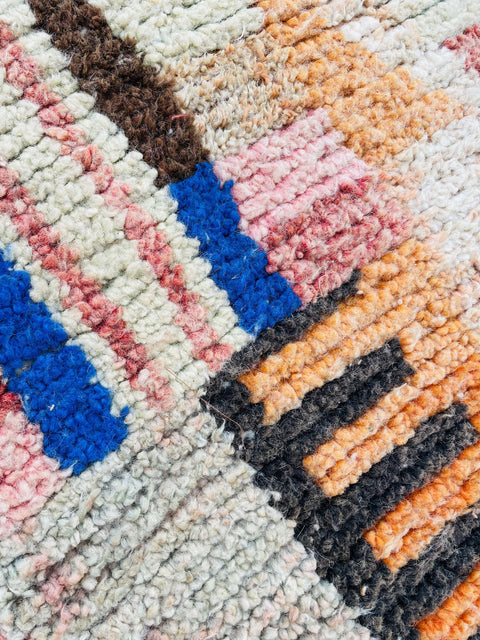 Boujad Moroccan Rug, Handmade Boujaad Rug, Authentic Moroccan Rug, Abstract Berber Rug, pink Wool Rug, Sheep Wool Rug, Bohemian Rug.