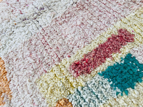 Boujad Moroccan Rug, Handmade Boujaad Rug, Authentic Moroccan Rug, Abstract Berber Rug, pink Wool Rug, Sheep Wool Rug, Bohemian Rug.