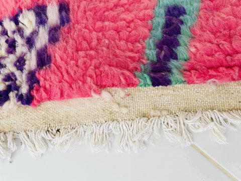 Boujad Moroccan Rug, Handmade Boujaad Rug, Authentic Moroccan Rug, Abstract Berber Rug, pink Wool Rug, Sheep Wool Rug, Bohemian Rug.