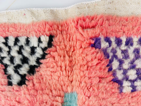 Boujad Moroccan Rug, Handmade Boujaad Rug, Authentic Moroccan Rug, Abstract Berber Rug, pink Wool Rug, Sheep Wool Rug, Bohemian Rug.