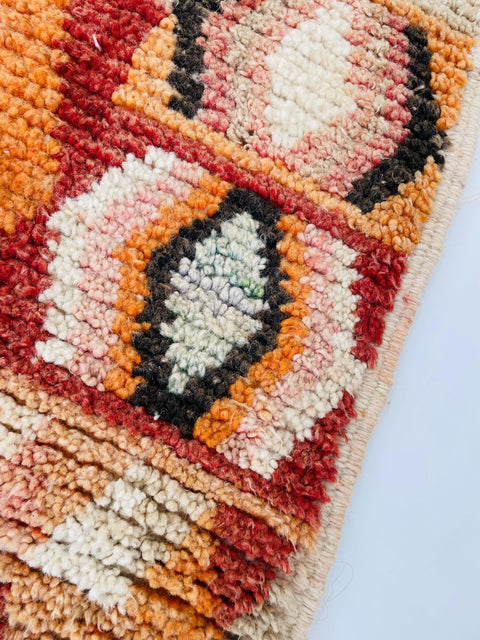 Boujad Moroccan Rug, Handmade Boujaad Rug, Authentic Moroccan Rug, Abstract Berber Rug, pink Wool Rug, Sheep Wool Rug, Bohemian Rug.