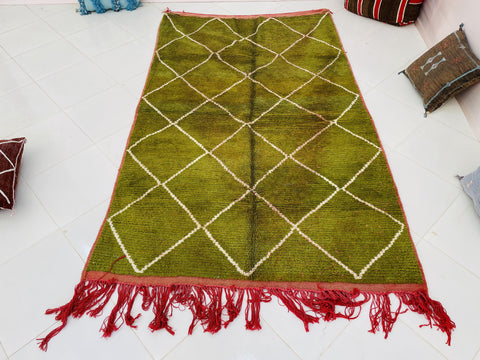 Moroccan Rug, Handmade beni Rug, Authentic Moroccan Rug, Abstract Berber Rug, green Wool Rug, Sheep Wool Rug, Bohemian Rug,Beni ourain  rug