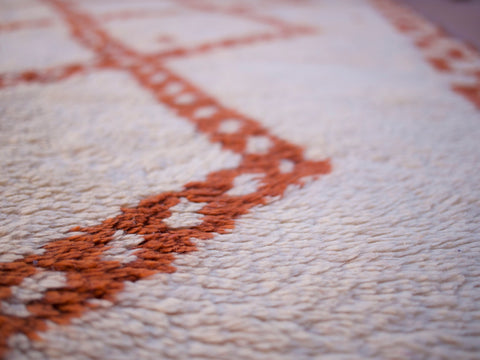 Moroccan Beniourain Rug 6.5 ft X 9.5 ft - Beni Rug White and Brown carpet - Living Room Rug - Bohemian Berber Rug - Handmade Wool Rug