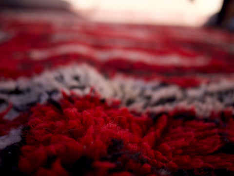 Red Moroccan rug, Premium Beni Ourain Rug, Soft Beni wool rug, Handwoven In Atlas Mountains 9.3 ft X 6.5 ft - wool berber rug- berber rugs