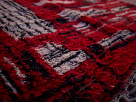 Red Moroccan rug, Premium Beni Ourain Rug, Soft Beni wool rug, Handwoven In Atlas Mountains 9.3 ft X 6.5 ft - wool berber rug- berber rugs