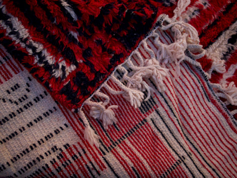 Red Moroccan rug, Premium Beni Ourain Rug, Soft Beni wool rug, Handwoven In Atlas Mountains 9.3 ft X 6.5 ft - wool berber rug- berber rugs