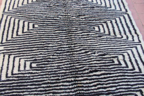 Black And White Rug,White Rugs For Living Room 6 ft x 9.2 ft ,Beni Ourain Carpet,White Rugs For Living Room,Bohemian Berber Moroccan Rug