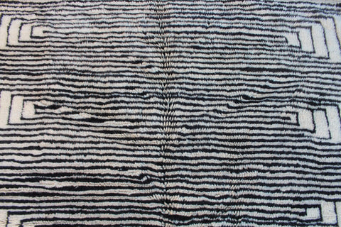 Moroccan Berber Genuine Lamb black Wool Rug 7.2 ft x 11.5 ft ,Ethnic handwoven Rug, Exclusive Natural Artwork Tuareg white Sofa Carpet