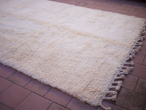 Moroccan Beniourain Rug 6.5 ft X 9.7 ft - Beni Rug White carpet - Living Room Rug - Bohemian Berber Rug - Handmade Wool Rug