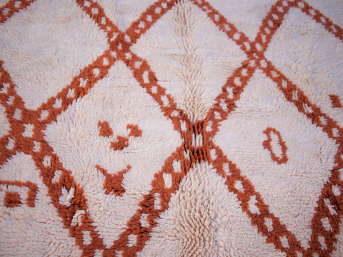 Moroccan Beniourain Rug 6.5 ft X 9.5 ft - Beni Rug White and Brown carpet - Living Room Rug - Bohemian Berber Rug - Handmade Wool Rug