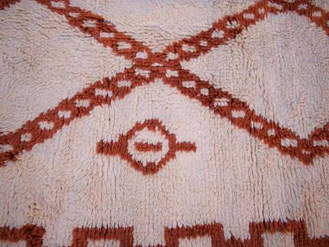 Moroccan Beniourain Rug 6.5 ft X 9.5 ft - Beni Rug White and Brown carpet - Living Room Rug - Bohemian Berber Rug - Handmade Wool Rug