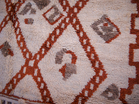 Moroccan Beniourain Rug 6.5 ft X 9.5 ft - Beni Rug White and Brown carpet - Living Room Rug - Bohemian Berber Rug - Handmade Wool Rug