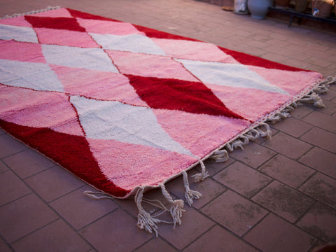 Beni ourain rug- Authentic Moroccan Rug- Moroccan rug Pink - Beni ourain 9.7 ft X 6.8 ft - wool berber rug- Singh pink rug - Moroccan rug