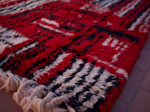 Red Moroccan rug, Premium Beni Ourain Rug, Soft Beni wool rug, Handwoven In Atlas Mountains 9.3 ft X 6.5 ft - wool berber rug- berber rugs