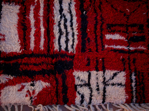 Red Moroccan rug, Premium Beni Ourain Rug, Soft Beni wool rug, Handwoven In Atlas Mountains 9.3 ft X 6.5 ft - wool berber rug- berber rugs