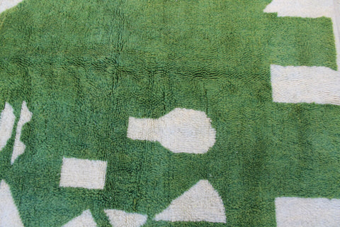 Moroccan rug with attractive modern design, Azilal rug 5 ft X 6.8 ft moroccan rug, Beni ourain rug, Teppish ,Green Olive and White rug