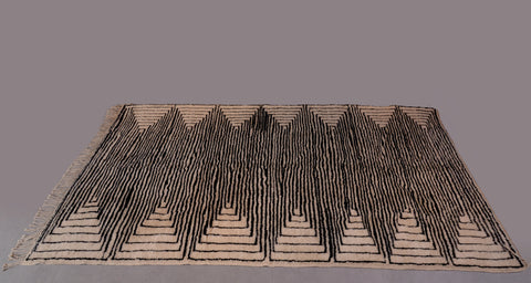 Moroccan Berber Genuine Lamb black Wool Rug 7.2 ft x 11.5 ft ,Ethnic handwoven Rug, Exclusive Natural Artwork Tuareg white Sofa Carpet