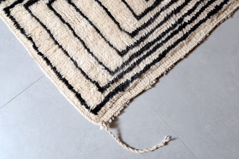 Moroccan Berber Genuine Lamb black Wool Rug 7.2 ft x 11.5 ft ,Ethnic handwoven Rug, Exclusive Natural Artwork Tuareg white Sofa Carpet