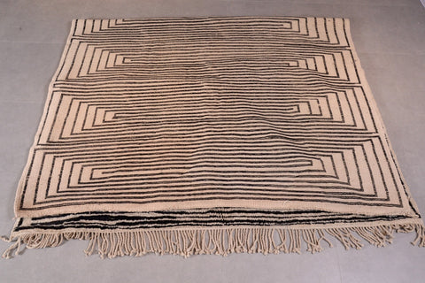 Moroccan Berber Genuine Lamb black Wool Rug 7.2 ft x 11.5 ft ,Ethnic handwoven Rug, Exclusive Natural Artwork Tuareg white Sofa Carpet