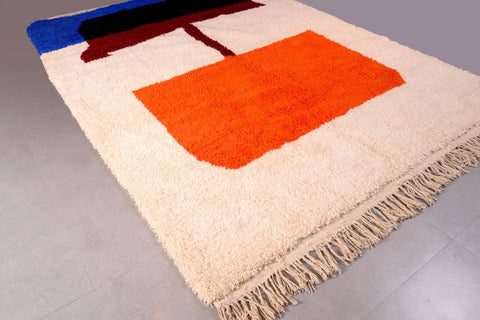 Moroccan Beniourain Rug 7 ft X 9.6 ft - Beni Rug White carpet - Living Room Rug - Bohemian Berber Rug - Handmade Wool Rug