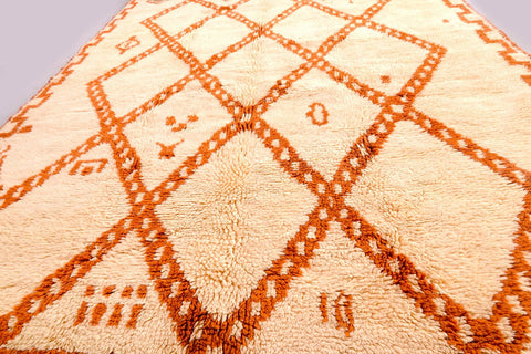 Moroccan Beniourain Rug 6.5 ft X 9.5 ft - Beni Rug White and Brown carpet - Living Room Rug - Bohemian Berber Rug - Handmade Wool Rug