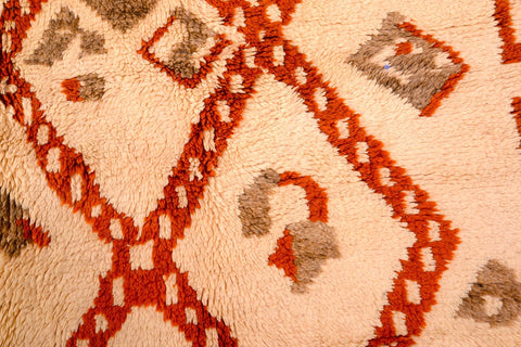 Moroccan Beniourain Rug 6.5 ft X 9.5 ft - Beni Rug White and Brown carpet - Living Room Rug - Bohemian Berber Rug - Handmade Wool Rug
