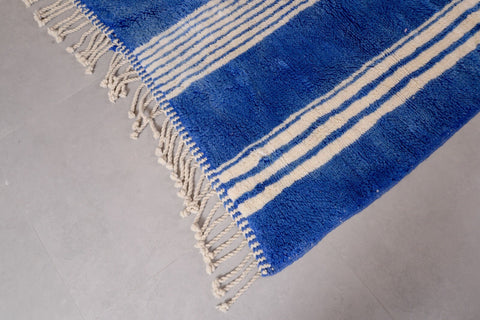 Moroccan Beni Ourain Area Rug: Handmade Wool Rug with a Distinctive Blue and White Design 6 ft X 9 ft Premium quality rug, Modern artwork