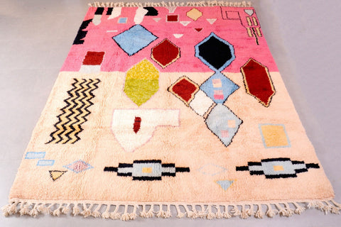 Beni Ourain rug, all wool Berber rug, pink Moroccan 8 ft X 9.6 ft rug rug, large rug handmade rug, Moroccan wool rug, boho area rug