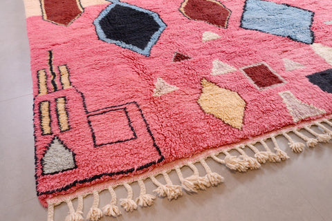Beni Ourain rug, all wool Berber rug, pink Moroccan 8 ft X 9.6 ft rug rug, large rug handmade rug, Moroccan wool rug, boho area rug