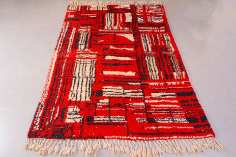 Red Moroccan rug, Premium Beni Ourain Rug, Soft Beni wool rug, Handwoven In Atlas Mountains 9.3 ft X 6.5 ft - wool berber rug- berber rugs