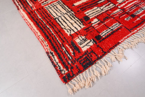 Red Moroccan rug, Premium Beni Ourain Rug, Soft Beni wool rug, Handwoven In Atlas Mountains 9.3 ft X 6.5 ft - wool berber rug- berber rugs