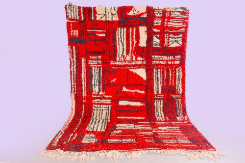 Red Moroccan rug, Premium Beni Ourain Rug, Soft Beni wool rug, Handwoven In Atlas Mountains 9.3 ft X 6.5 ft - wool berber rug- berber rugs