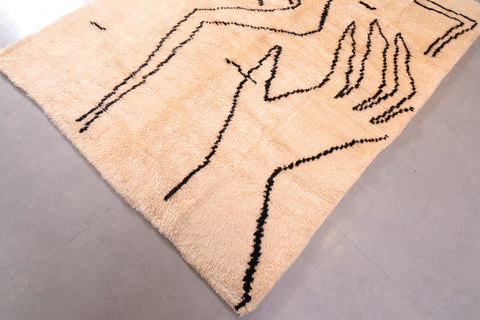 Moroccan beni ourain rug, Large Moroccan rug, Moroccan 4.7 ft X 6.2 ft rug, boho area rug - white and black  Rug -beniourain rug. berber rug