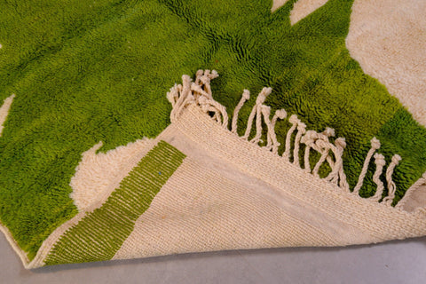 Moroccan rug with attractive modern design, Azilal rug 5 ft X 6.8 ft moroccan rug, Beni ourain rug, Teppish ,Green Olive and White rug