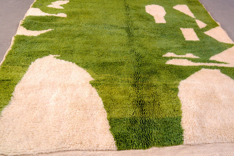 Moroccan rug with attractive modern design, Azilal rug 5 ft X 6.8 ft moroccan rug, Beni ourain rug, Teppish ,Green Olive and White rug