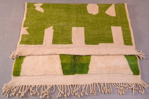 Moroccan rug with attractive modern design, Azilal rug 5 ft X 6.8 ft moroccan rug, Beni ourain rug, Teppish ,Green Olive and White rug
