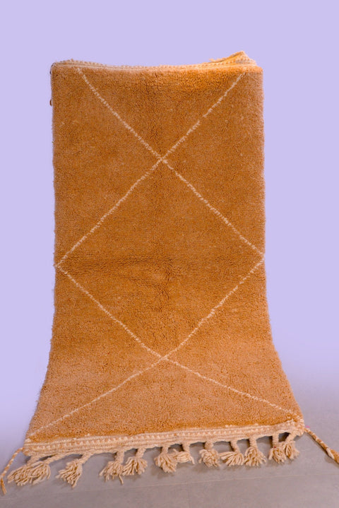 Moroccan brown rug - Solid carpet- Plain handmade rug - Wool Berber rug 3.2 ft X 6.3 ft - Beni ourain rug - Handmade rug - Moroccan area rug