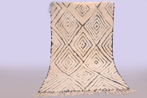 Black And White Rug,White Rugs For Living Room,Beni Ourain 4.7 ft x 7.7 ft Carpet,White Rugs For Living Room,Bohemian Berber Moroccan Rug