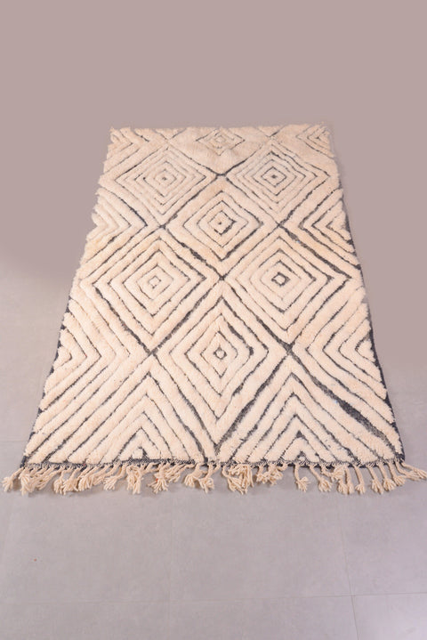 Black And White Rug,White Rugs For Living Room,Beni Ourain 4.7 ft x 7.7 ft Carpet,White Rugs For Living Room,Bohemian Berber Moroccan Rug