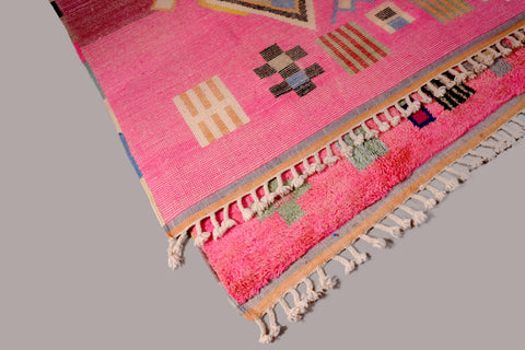 Genuine pink Moroccan Beni Ourain rug 8.5 ft X 12 ft Carpet Soft Shag Artistic Oriental checker moroccan rug, large rug handmade rug