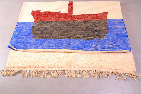 Moroccan Beniourain Rug 7 ft X 9.6 ft - Beni Rug White carpet - Living Room Rug - Bohemian Berber Rug - Handmade Wool Rug