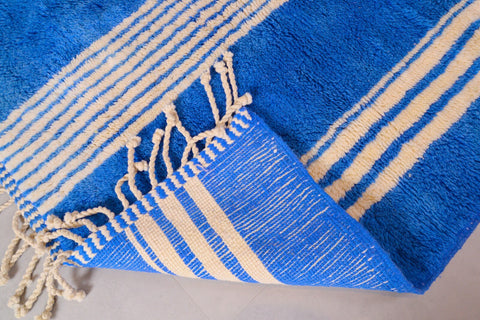 Moroccan Beni Ourain Area Rug: Handmade Wool Rug with a Distinctive Blue and White Design 6 ft X 9 ft Premium quality rug, Modern artwork