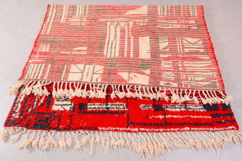 Red Moroccan rug, Premium Beni Ourain Rug, Soft Beni wool rug, Handwoven In Atlas Mountains 9.3 ft X 6.5 ft - wool berber rug- berber rugs