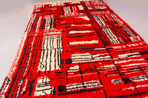 Red Moroccan rug, Premium Beni Ourain Rug, Soft Beni wool rug, Handwoven In Atlas Mountains 9.3 ft X 6.5 ft - wool berber rug- berber rugs