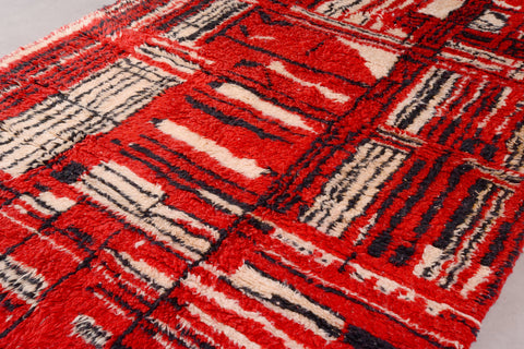 Red Moroccan rug, Premium Beni Ourain Rug, Soft Beni wool rug, Handwoven In Atlas Mountains 9.3 ft X 6.5 ft - wool berber rug- berber rugs
