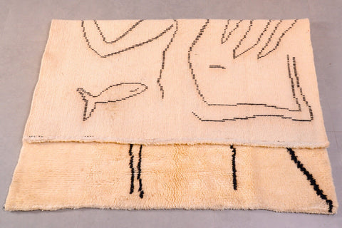 Moroccan beni ourain rug, Large Moroccan rug, Moroccan 4.7 ft X 6.2 ft rug, boho area rug - white and black  Rug -beniourain rug. berber rug