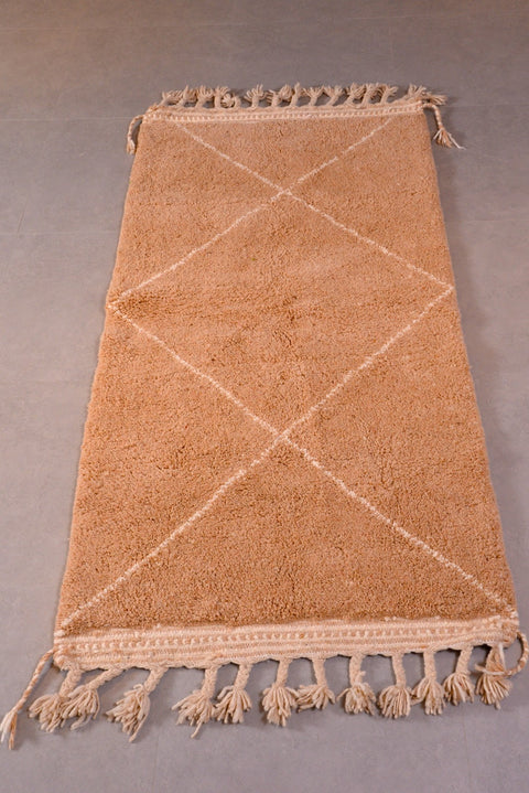 Moroccan brown rug - Solid carpet- Plain handmade rug - Wool Berber rug 3.2 ft X 6.3 ft - Beni ourain rug - Handmade rug - Moroccan area rug