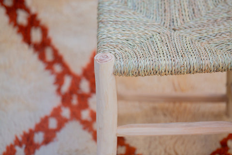 Tabouret marocain en bois et tressé
